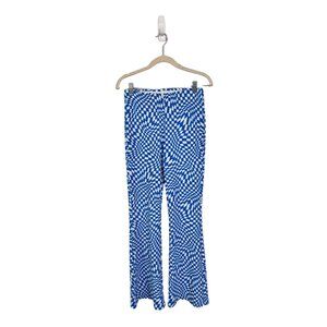 Garage flared checkered pull on‎ pants size S warped wacky artsy funky festival